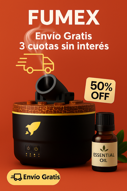 Humidificador- Difusor FUMEX + 3 Esencias de REGALO + Ebook!